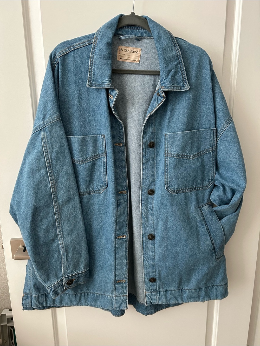 We The Free Light Blue Denim Shirt Jacket with Chest Pockets